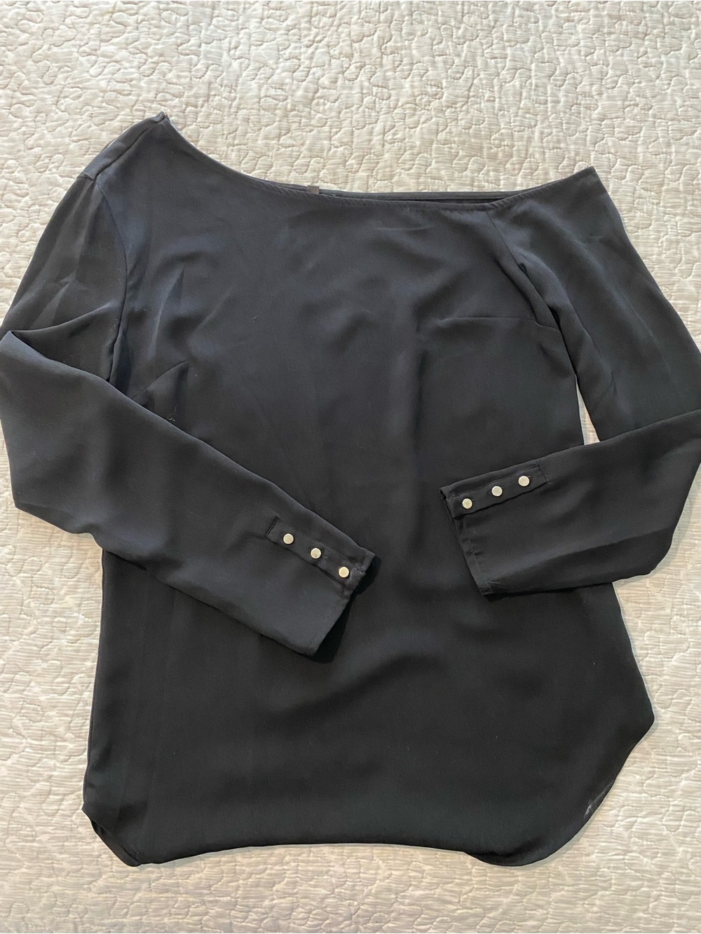 Dynamite Black Off-Shoulder Long Sleeve Blouse with Button Cuffs